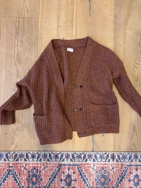 Frank and Oak Cozy Rust Marled Knit Cardigan